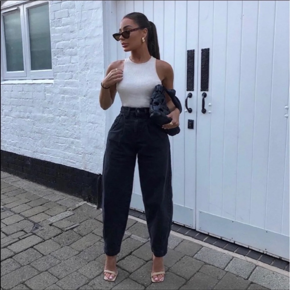 Zara high rise slouchy black jeans